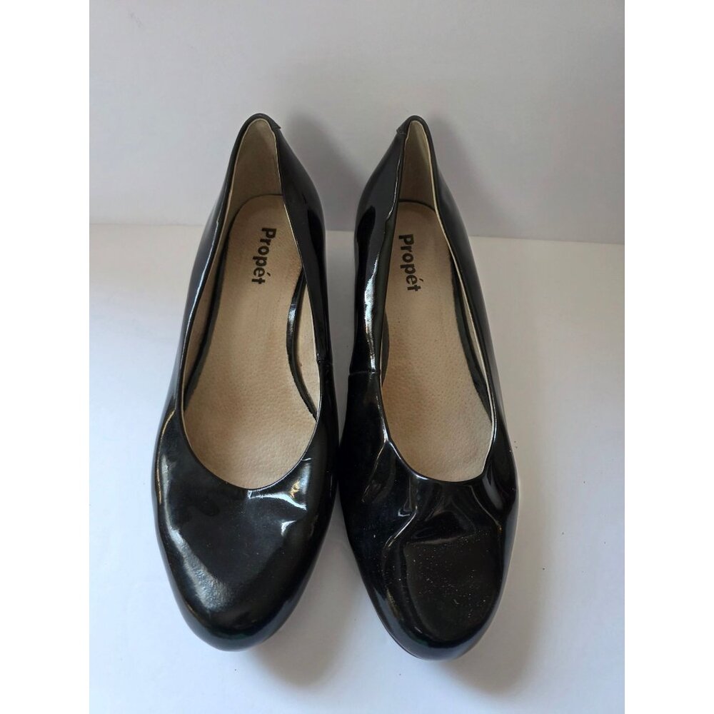 Propet Black Patent Leather Low Wedge Comfort Dress Pumps